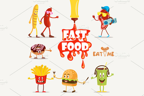 Cartoon Fast Food Icons