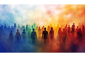 multicolored crowd, an Abstract Photo by Neirfy