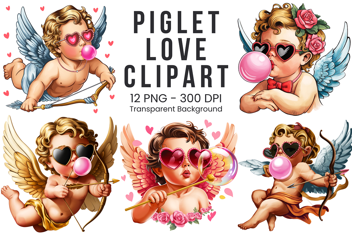 Cupid with Bow and Bubblegum Clipart, an Illustration by Clipart Studio (Photo 1 of 13)