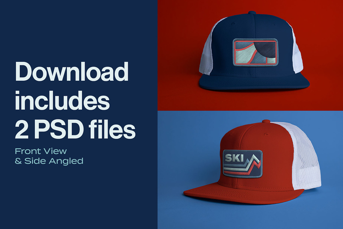 Trucker Hat with Patch Mock, a Hat Mockup by Sombrero Craft (Photo 2 of 3)