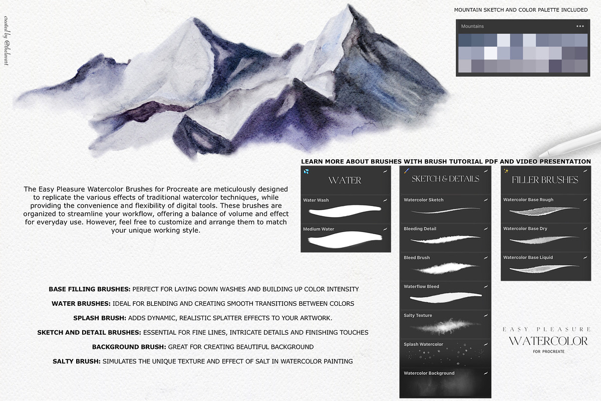 Easy Watercolor Studio for Procreate, a Brush Add-On by Liquid Amethyst Art (Photo 9 of 12)