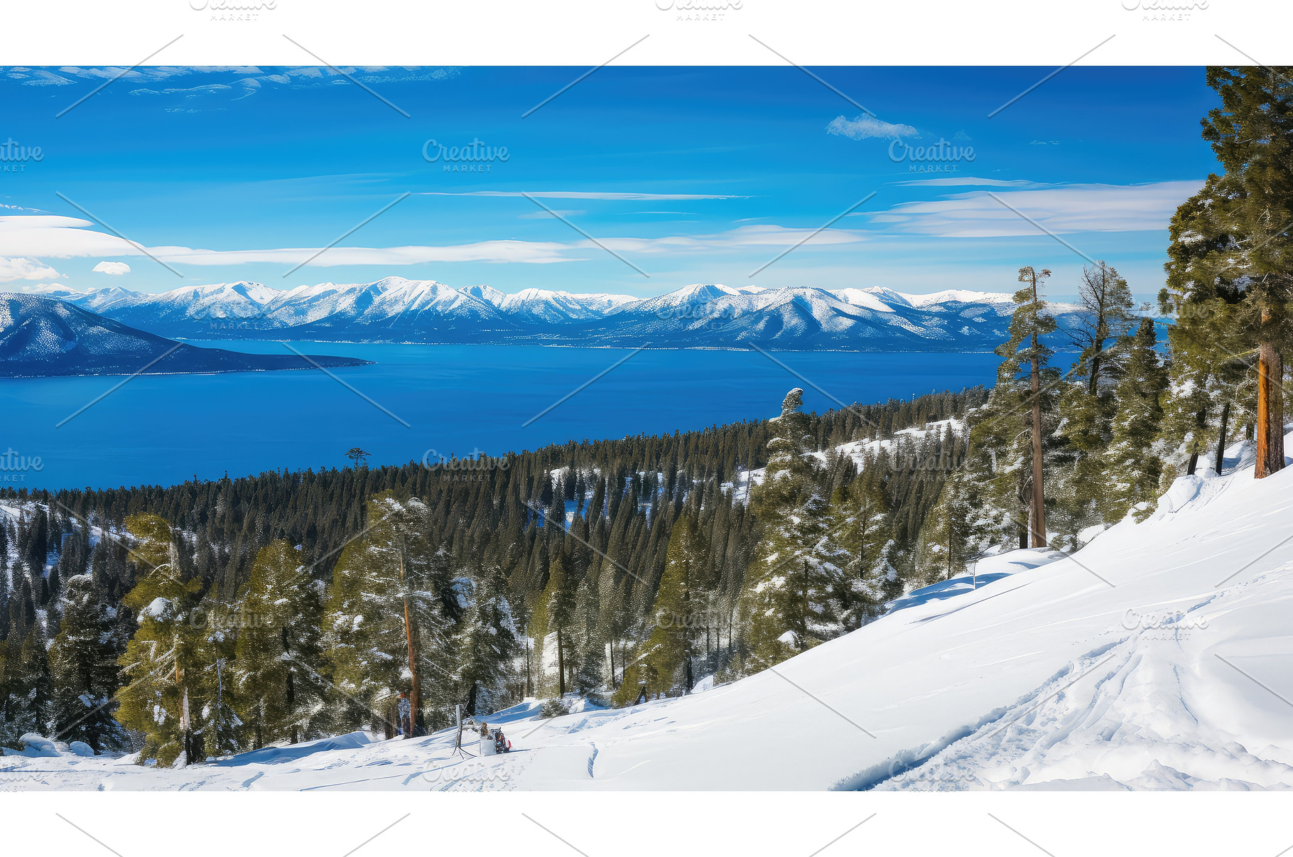 resort lake tahoe skiing ai, a Nature Photo by pikepicture