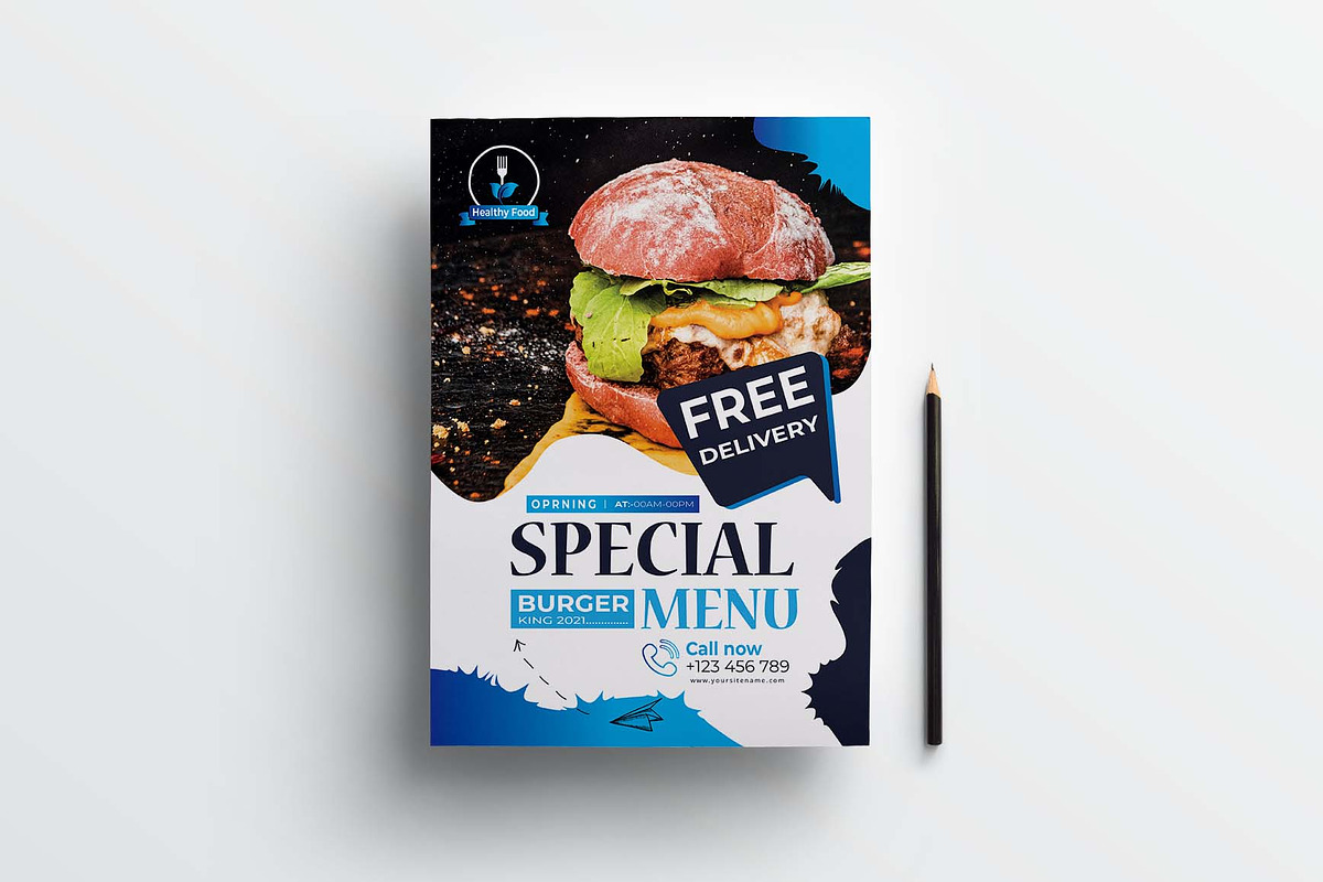Special Burger Menu Template, a Flyer Template by obayes (Photo 2 of 4)