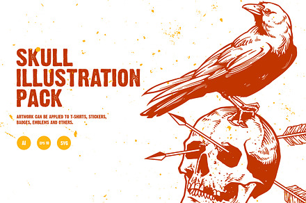 Skull Illustration BUNDEL, an Object Illustration by grindstudio