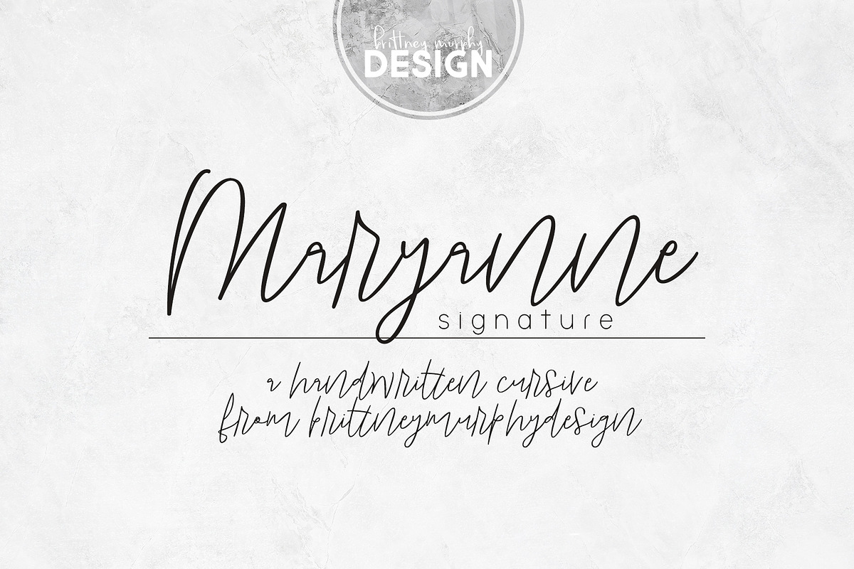 Maryanne Signature, a Script Font by Brittney Murphy Design (Photo 1 of 3)