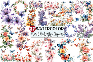Floral Butterfly Border Clipart, an Illustration by Rose Art