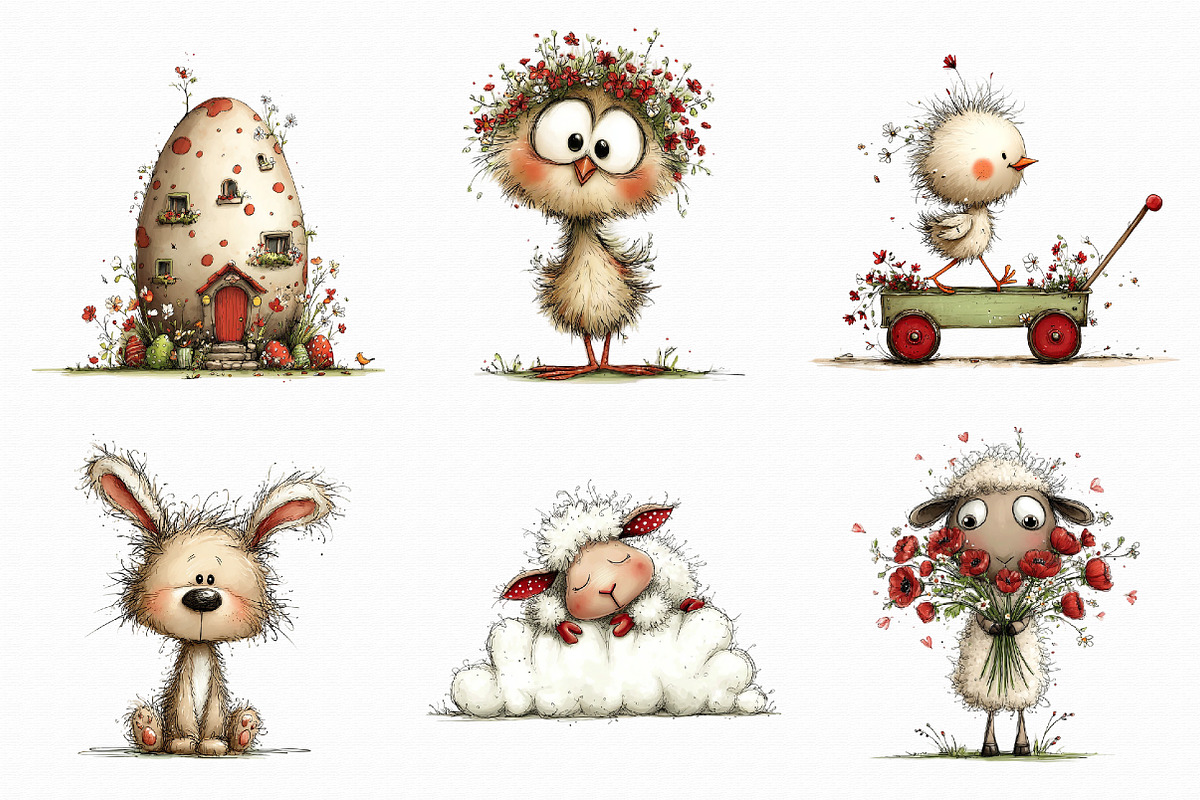 Whimsical Easter Clipart Bundle PNG, an Illustration by Libby Wishes (Photo 4 of 7)