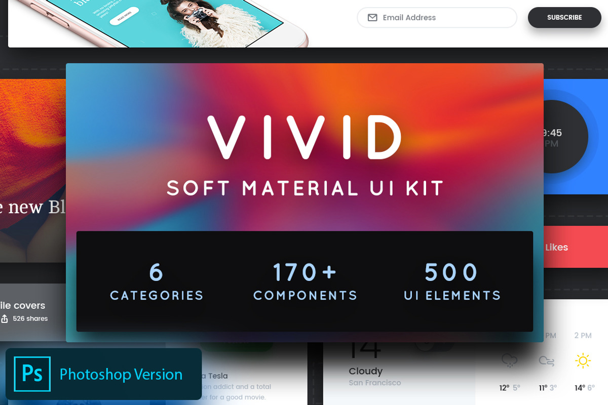 Vivid - Soft Material UI Kit Pack 1, an UI Kit Template by The UI Shop (Photo 1 of 10)