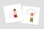 Cute kids drawing on wall set, a Person Illustration by Good Studio (Thumbnail 8 of 8)