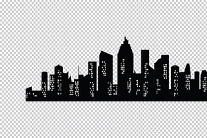 Cities Silhouette Icon With Windows