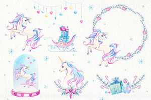 Christmas Unicorn Watercolor Set