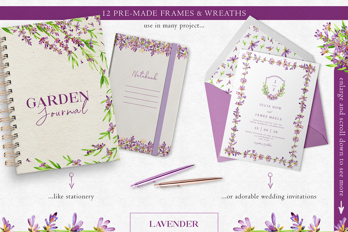Lavender Watercolor Bundle, a Decorative Illustration by Olena Kovalova Design (Photo 4 of 11)