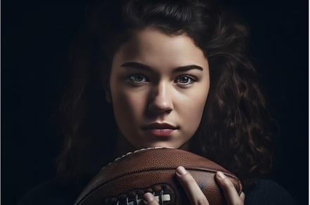 Rugby ball woman. Generate Ai, a Sports & Recreation Photo by Ylivdesign