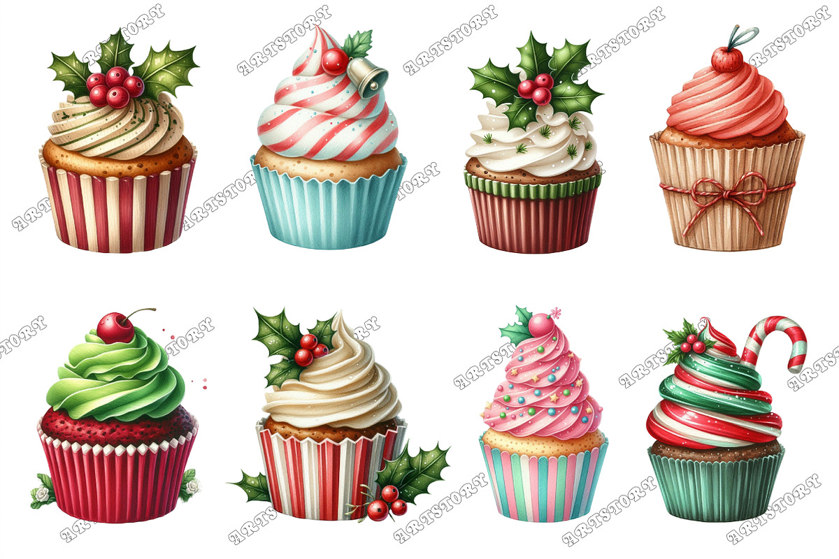 Christmas Cupcake Sublimation Clipar, a Graphic by designcity5 (Photo 3 of 5)