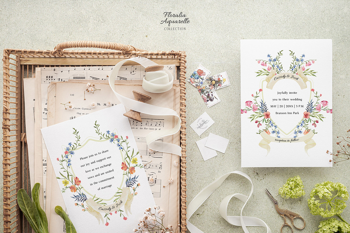 Floralia watercolor wedding crests, an Illustration by SunnyAfternoons (Photo 2 of 14)