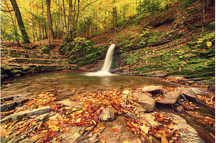 Autumn mountain waterfall, a Nature Photo by Nature and travel