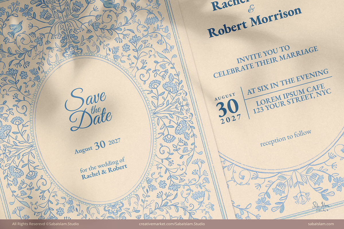 Rustic Whimsical Wedding Invitation, an Invitation Template by SabaIslam.Studio (Photo 1 of 7)