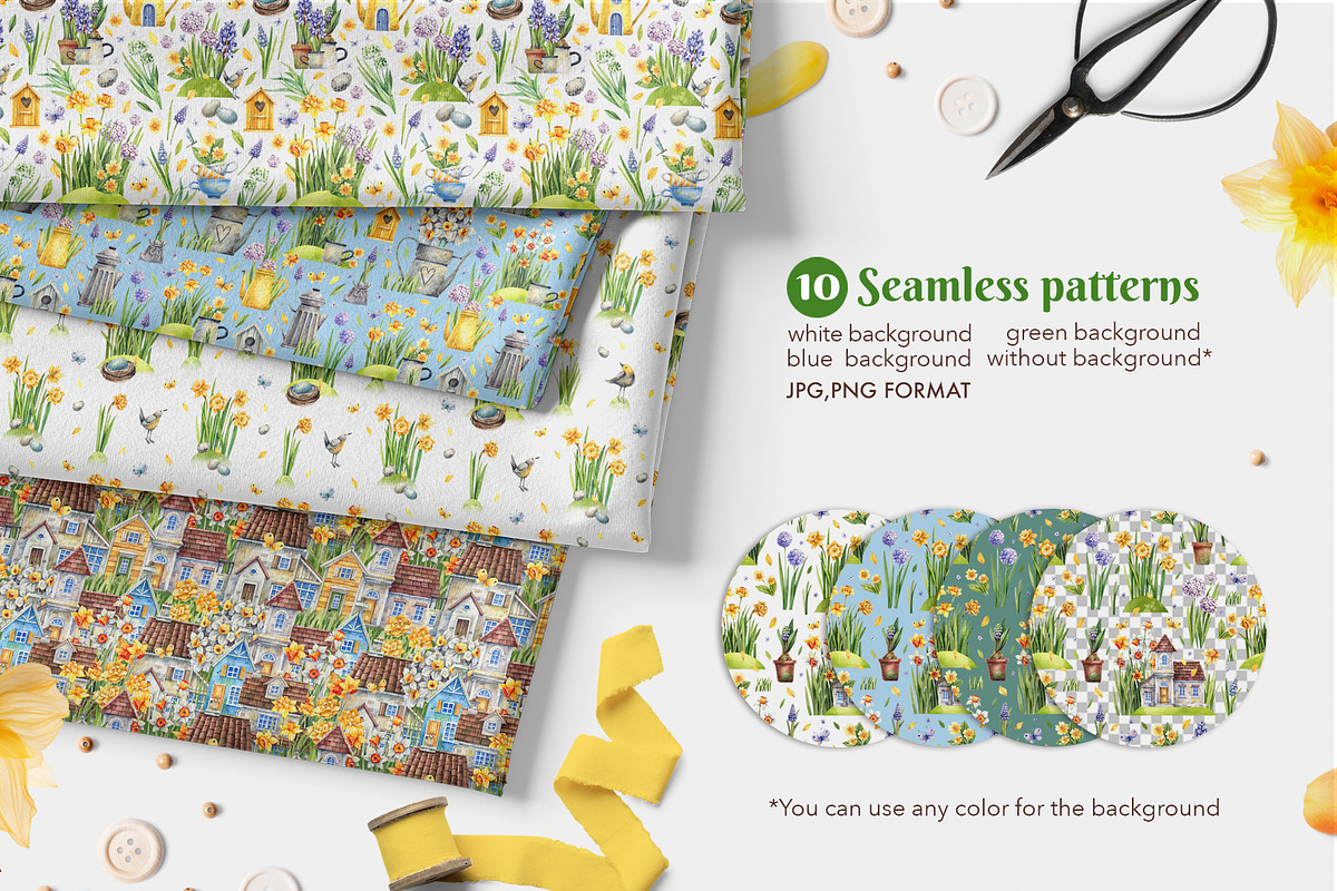 Daffodils  Houses, a Decorative Illustration by Watercolor by Tonia Tkach (Photo 6 of 9)