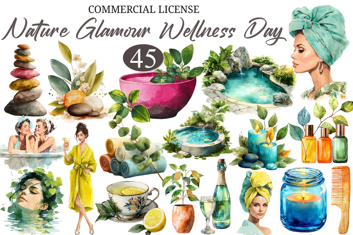 Nature Glamour Wellness Day Clipart, a Decorative Illustration by designcity5 (Photo 1 of 5)