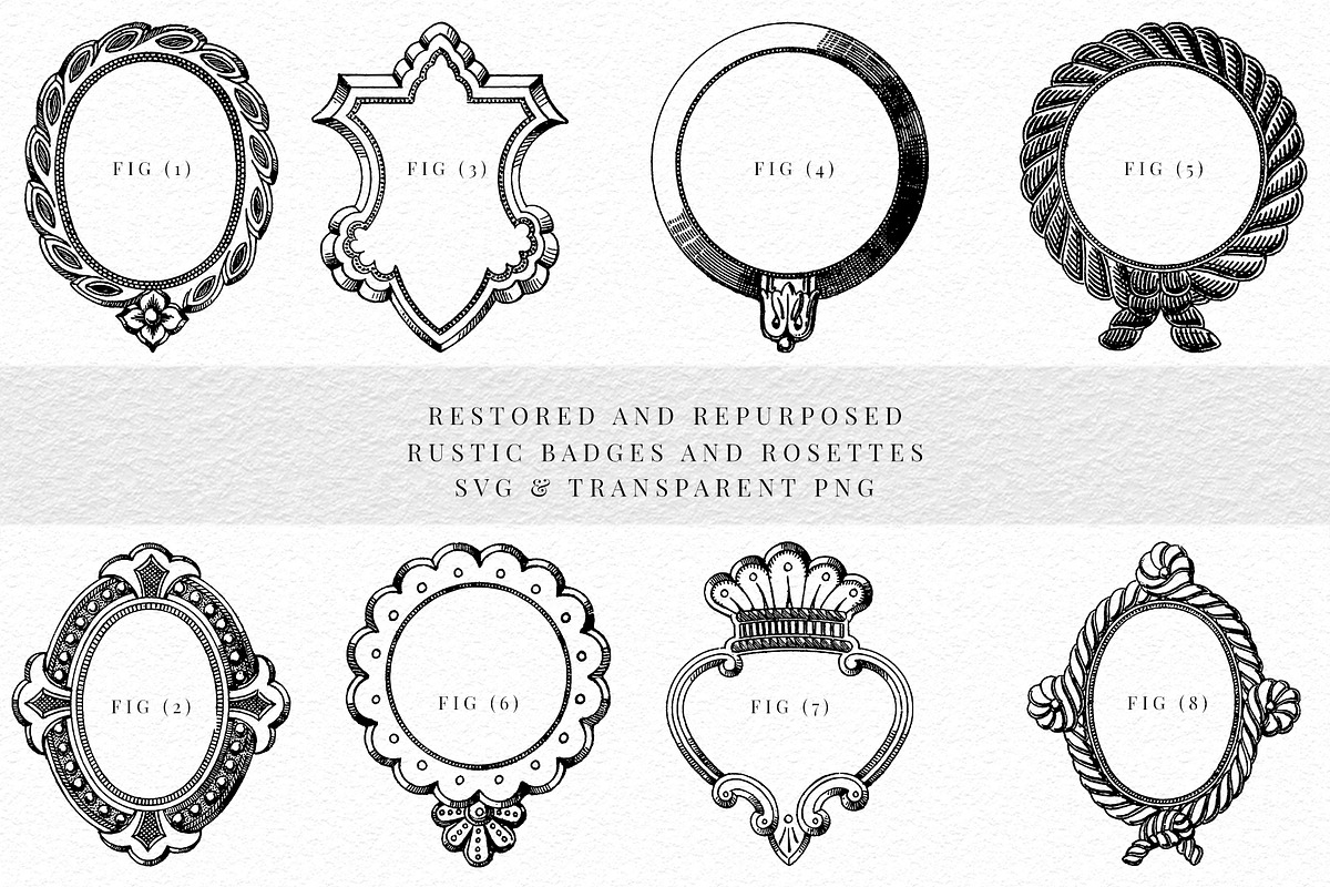 Badges and Rosettes Rustic Clipart, a Decorative Illustration by Century Library (Photo 5 of 9)