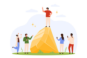 Team Celebrating Success Giant, a Person Illustration by Flashvector