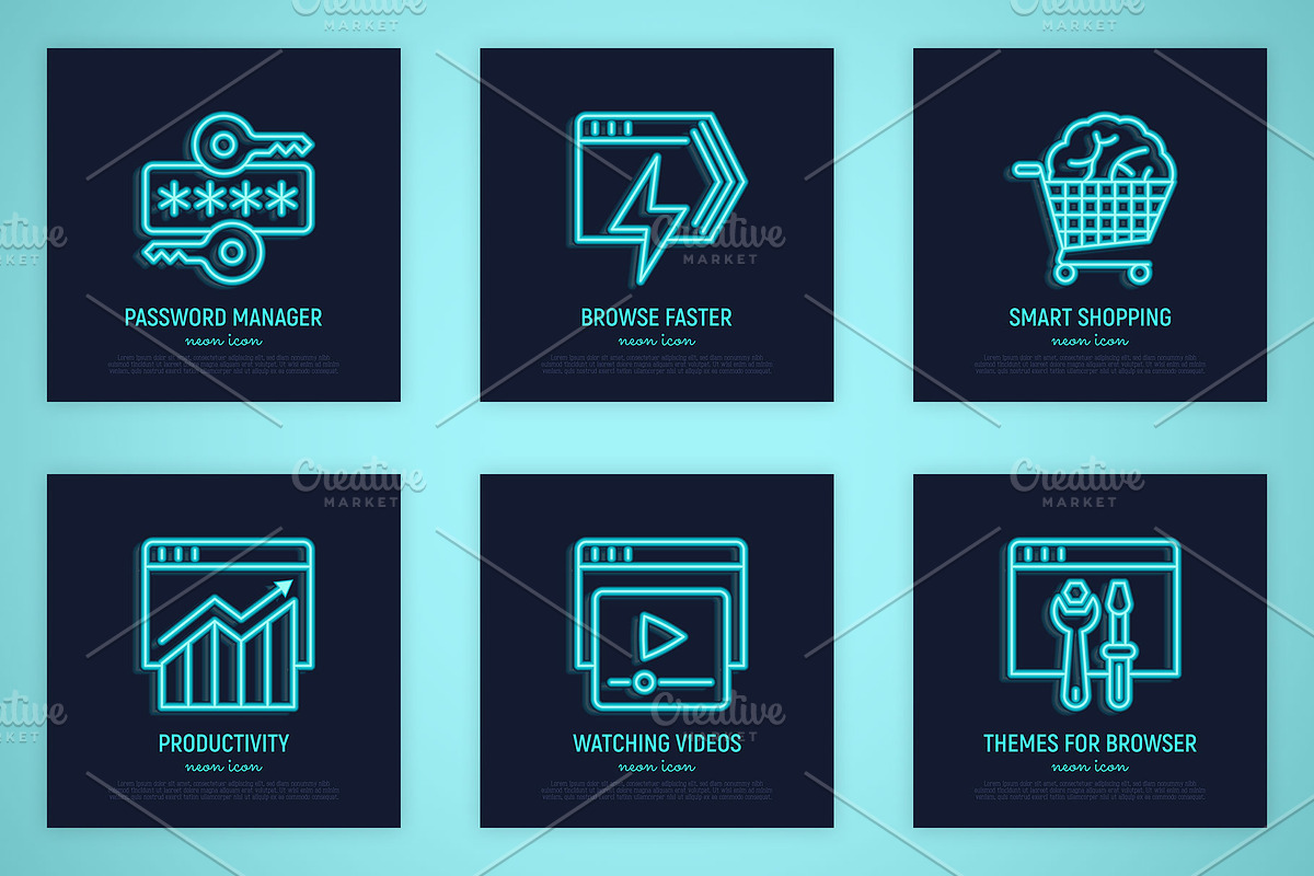 Browser Neon | 16 Thin Line Icons, an Outline Icon by Alex Blogoodf (Photo 6 of 11)