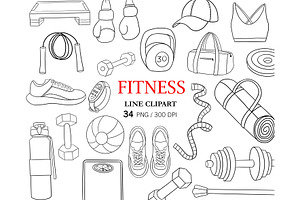 Fitness Black Line Clipart PNG, an Object Graphic by PatternPalette