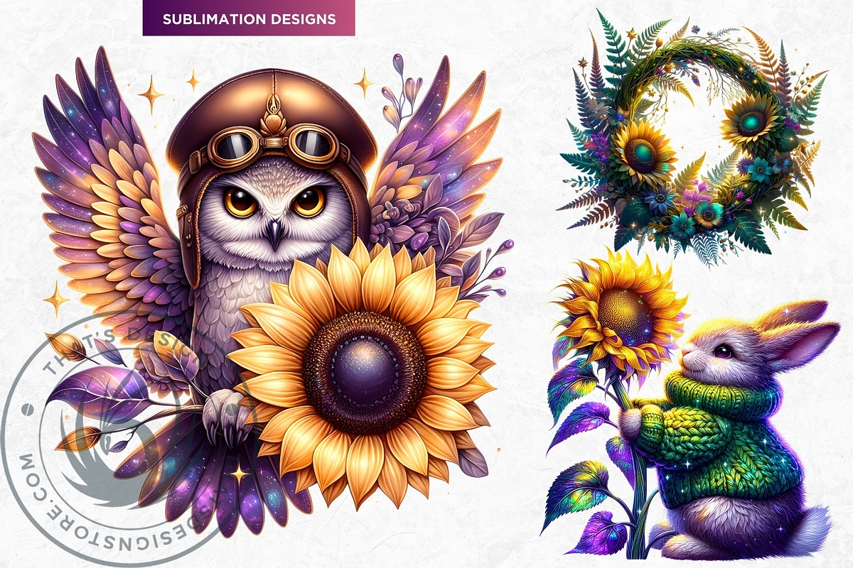 Enchanted Woodland & Sunflowers Set, a Seasonal Illustration by ThatsDesignArt (Photo 4 of 10)
