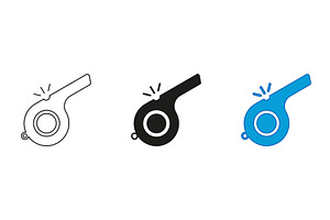 Whistle Line and Silhouette Icons, an Object Illustration by Vector Creator