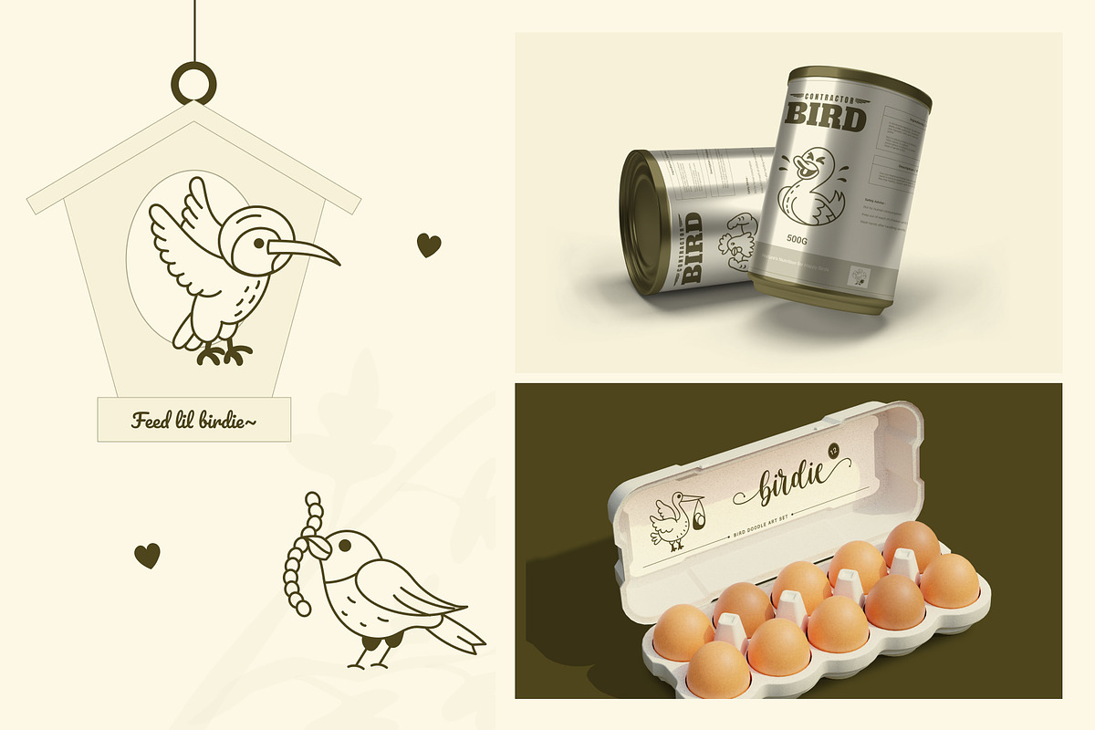Bird Doodle Art Set, an Outline Icon by Vectors Market (Photo 4 of 8)