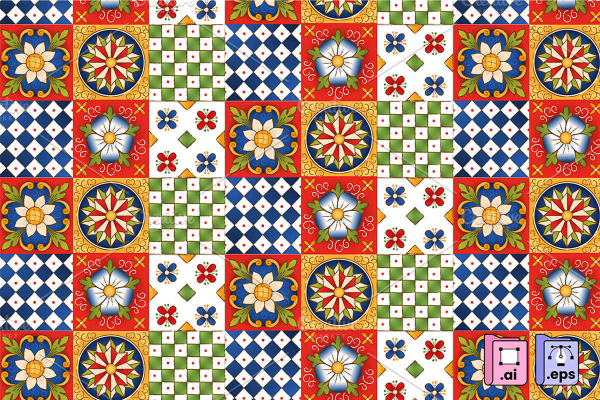 Sicily Majolica Tile Pattern, a Pattern Graphic by MISS CHATZ (Photo 3 of 4)