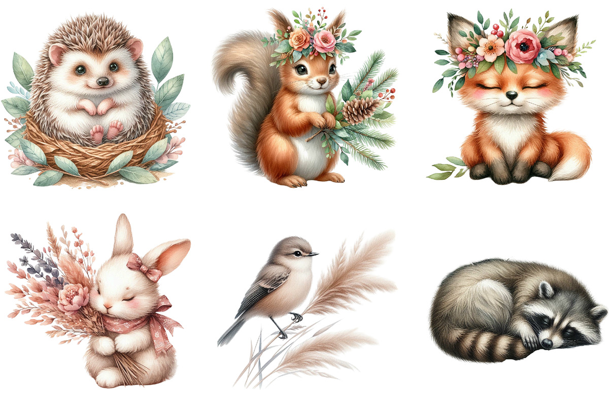 Boho Woodland Animal Clipart Bundle, an Illustration by DreamArtGraphic (Photo 2 of 4)