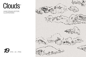 Hand drawn illustrations of clouds, an Object Illustration by TheMountBirdStudio