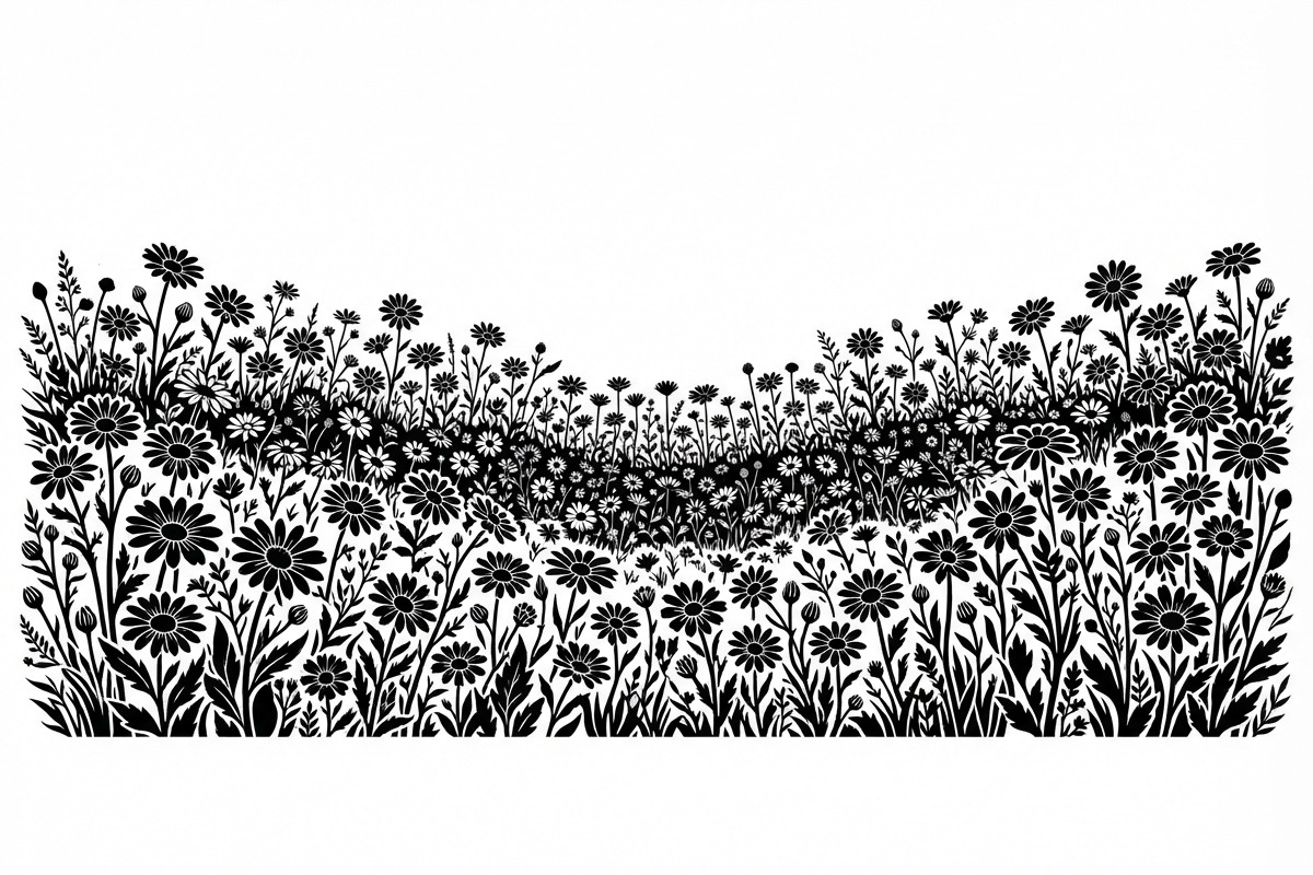 60 Daisy Flower Field Silhouette, a Seasonal Illustration by Amazin_art (Photo 31 of 35)