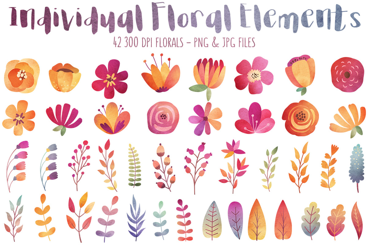 Watercolor Autumn Florals Clipart, a Decorative Illustration by Kenna Sato Designs (Photo 2 of 3)