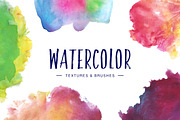 Watercolor Textures & Brushes, a Texture Graphic by P.F. Creative Lab (Thumbnail 1 of 5)