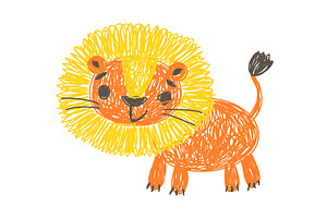Lion as Kids Doodle Simple Hand, an Illustration by TopVectors