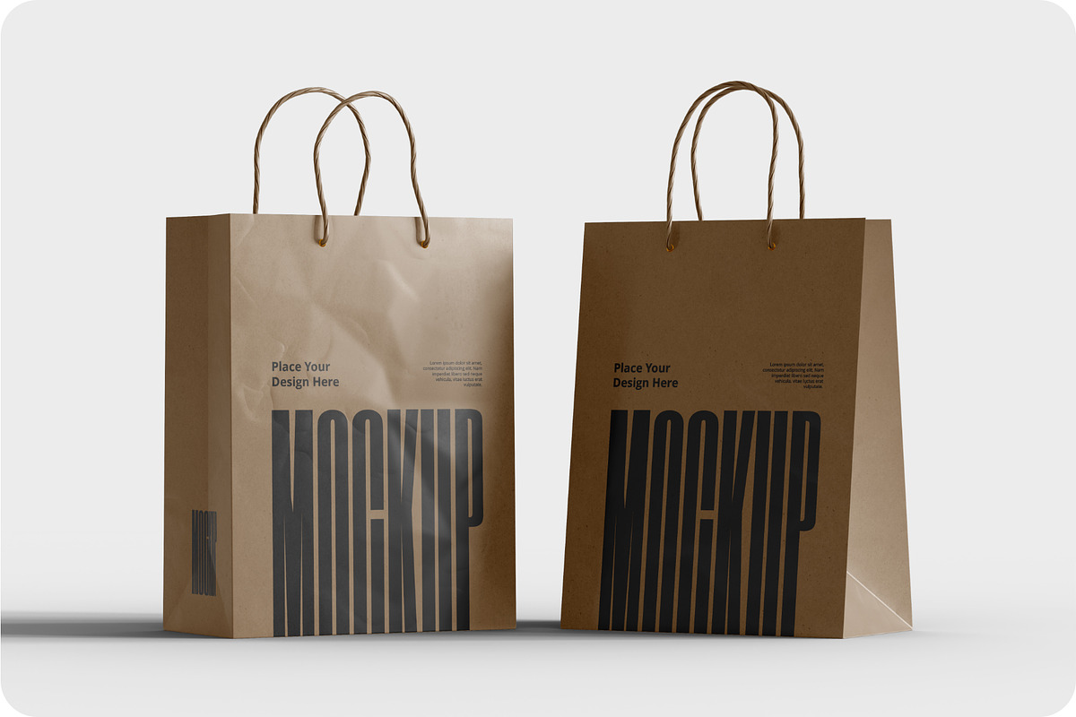 Kraft Paper Shopping Bag Mockup, a Packaging Mockup by Muhazdinata (Photo 4 of 8)