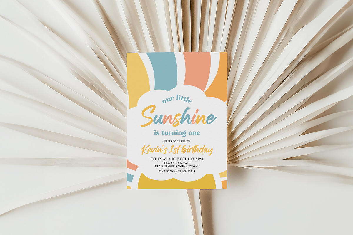 Our Little Sunshine 1st Bday Invite, a Templates & Theme by VeliusCreativeStudio (Photo 3 of 3)