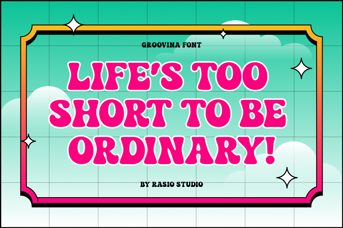 Groovina Psychedelic Retro Font, a Sans Serif Font by Rasio Studio (Photo 4 of 7)