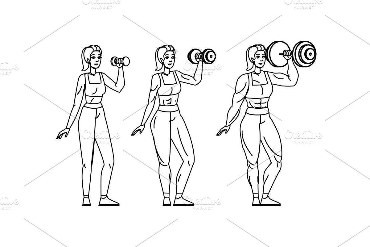 protein muscle building woman vector, a Person Illustration by pikepicture