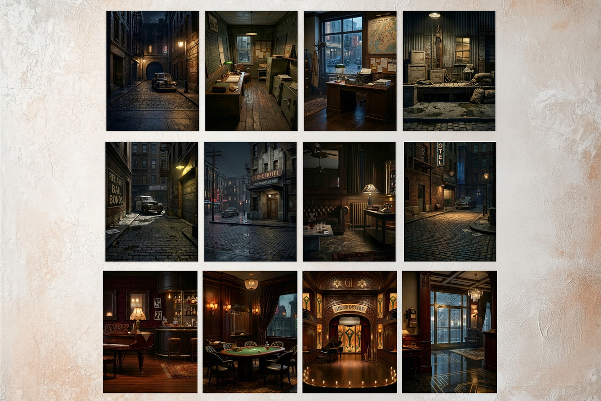 Noir Movie Backdrops Digital Papers, a Background Graphic by ThatsDesignArt (Photo 11 of 13)
