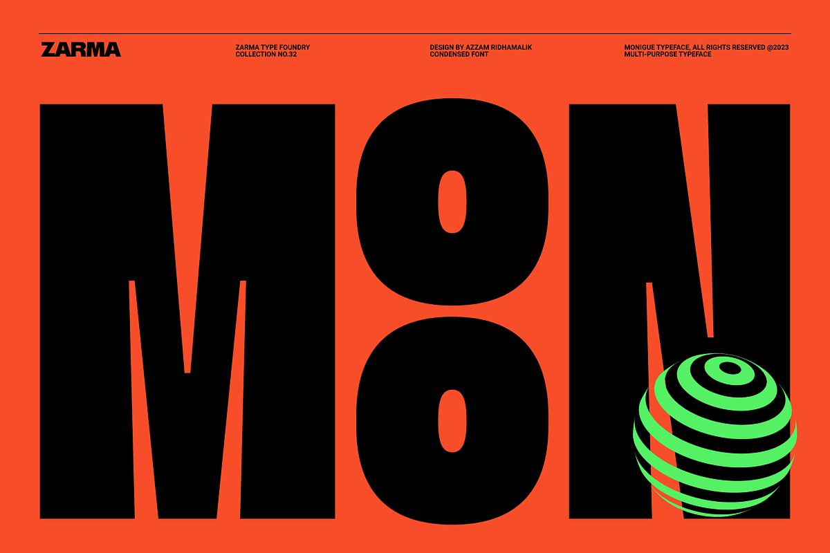 Monigue - Condensed Sans Serif Font, a Sans Serif Font by Zarma Type (Photo 6 of 11)