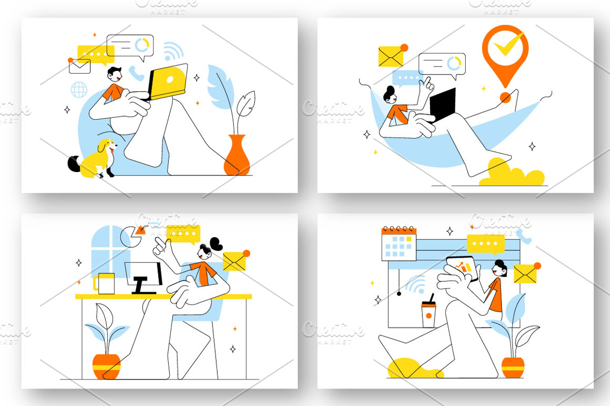 10 Home Remote Working Setup, a Finance Illustration by denayunebgt (Photo 2 of 4)
