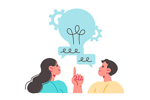 Two people discussing an idea, a Person Illustration by undrey