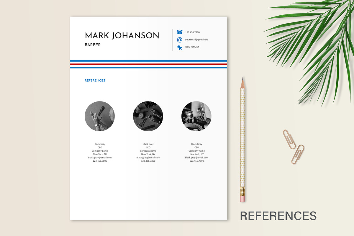 Barber Resume Template Design, a Resume Template by Stanin Studio (Photo 6 of 10)