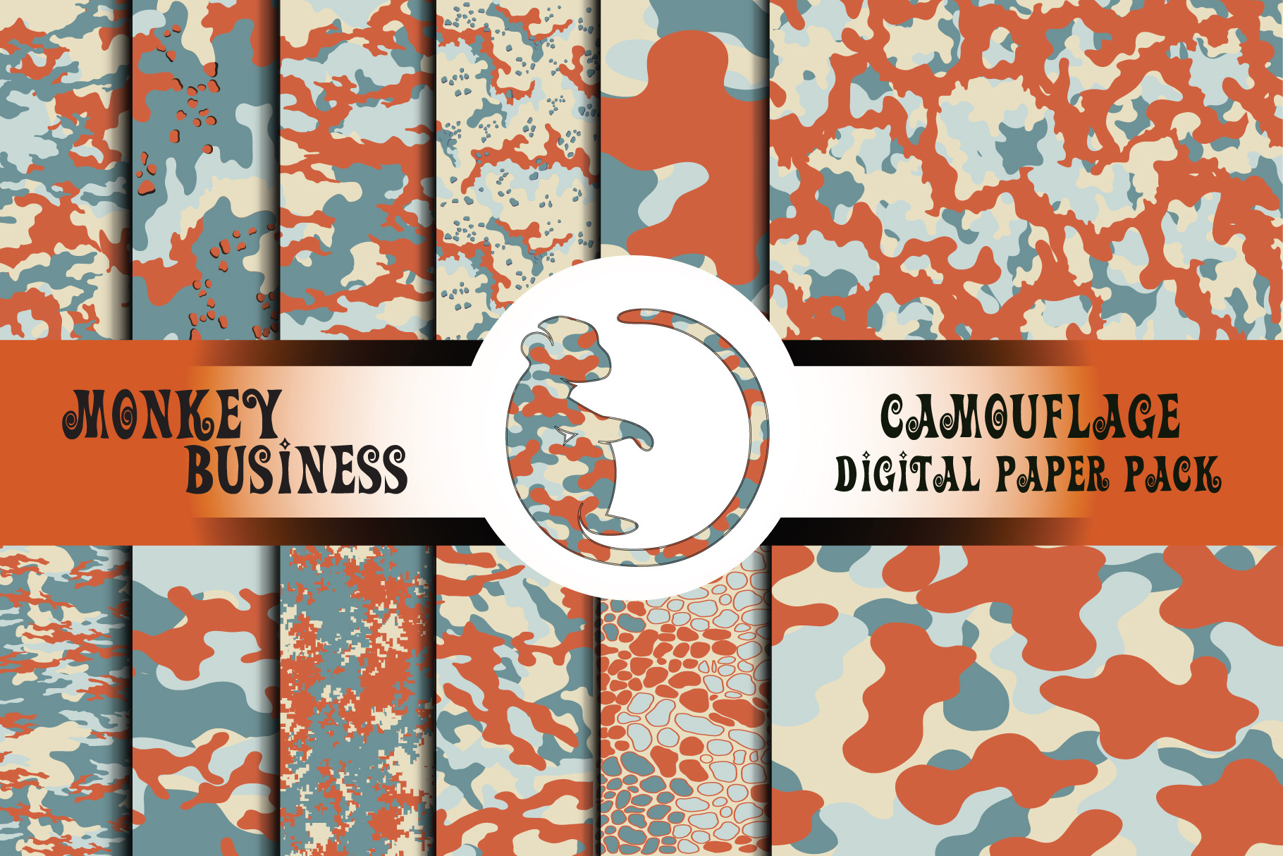 Printable camouflage digital papers, a Pattern Graphic by Monkey Business