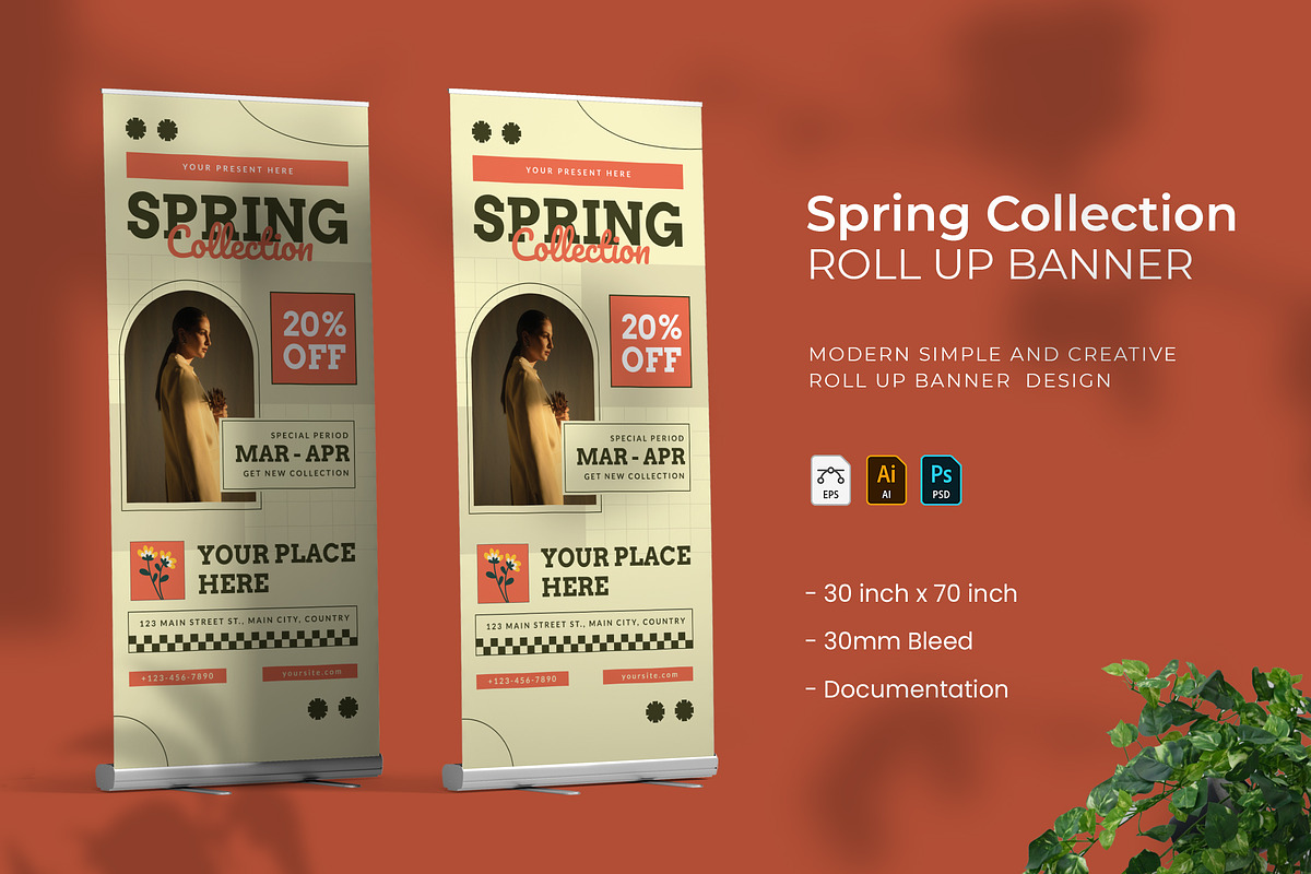 Spring Collection - Roll Up Banner, a Print Template by VUNIRA
