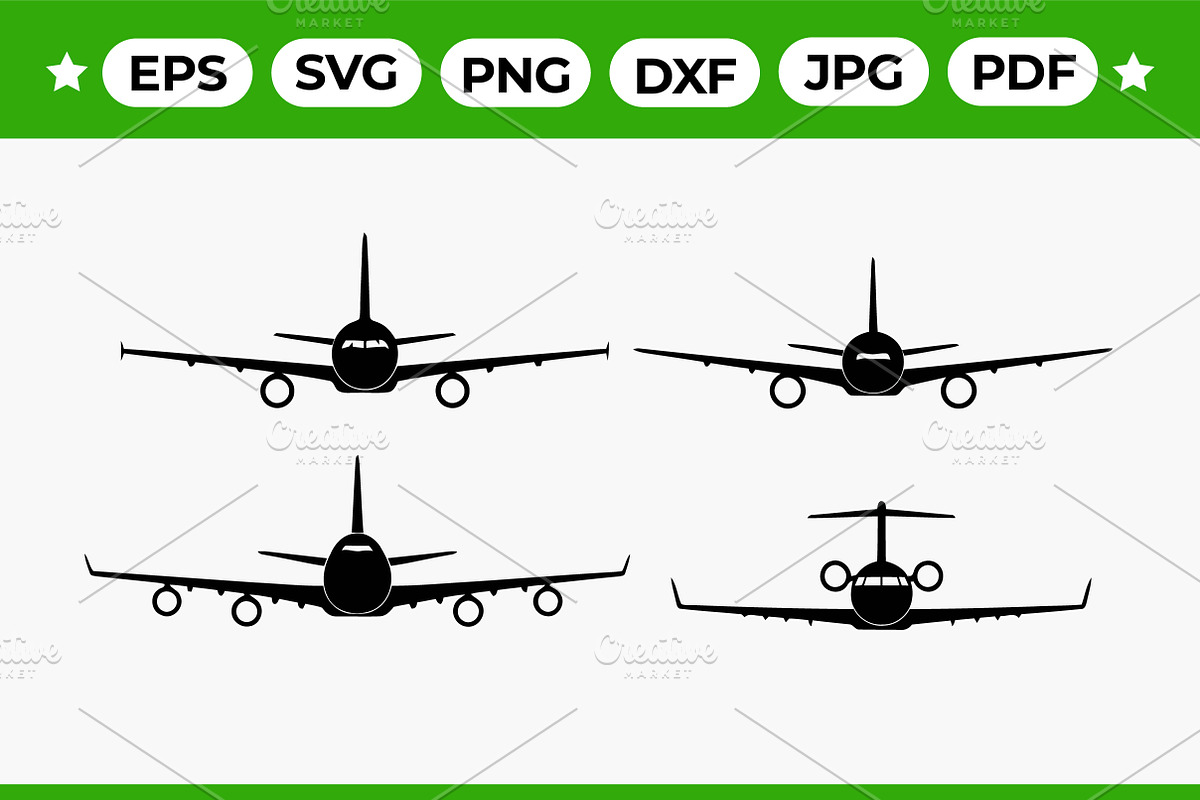 Airplane Front View Vector Bundle, an Object Graphic by Artonix (Photo 1 of 3)