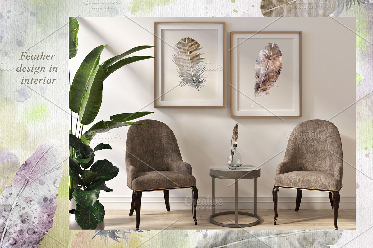 Watercolour Feathers Collection., a Decorative Illustration by VetaDesign (Photo 4 of 8)